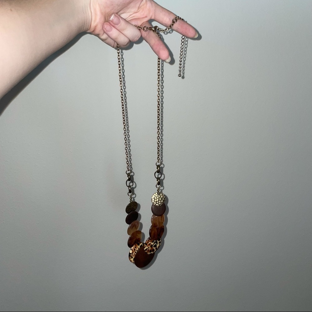 cheetah print gold & brown necklace